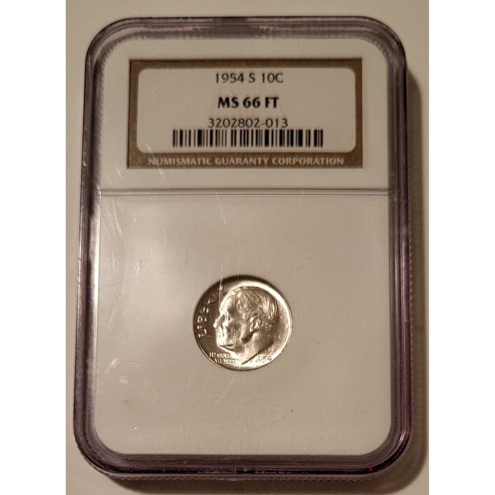 1954 S Roosevelt Dime MS66 FT NGC